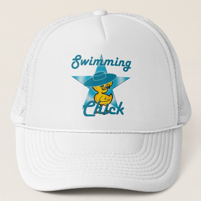 Swimming Chick #7 Trucker Hat (Front)