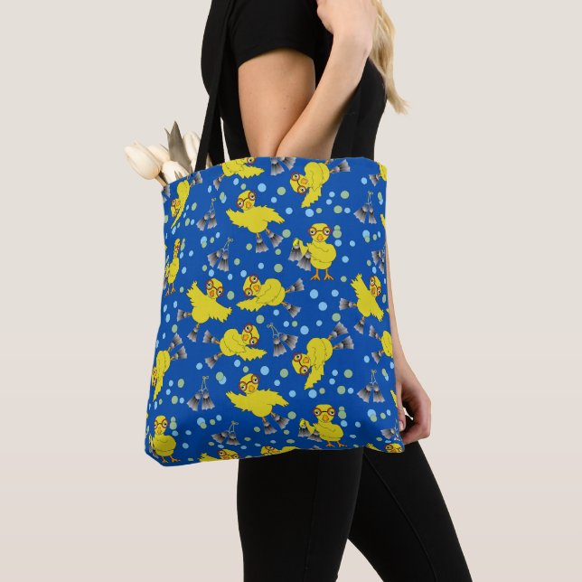 Swimming Chicks Pattern Tote Bag (Close Up)