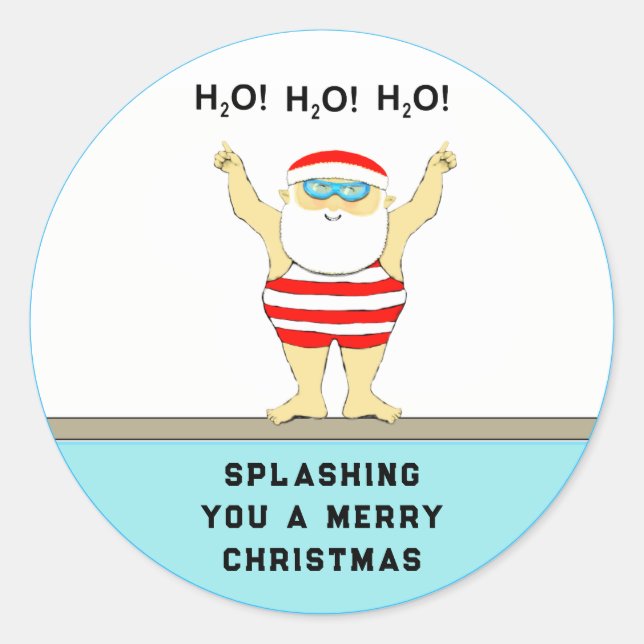 Swimming Christmas Holiday Classic Round Sticker (Front)