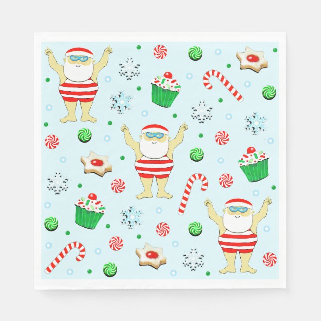 Swimming Christmas Holiday Party Napkin (Front)