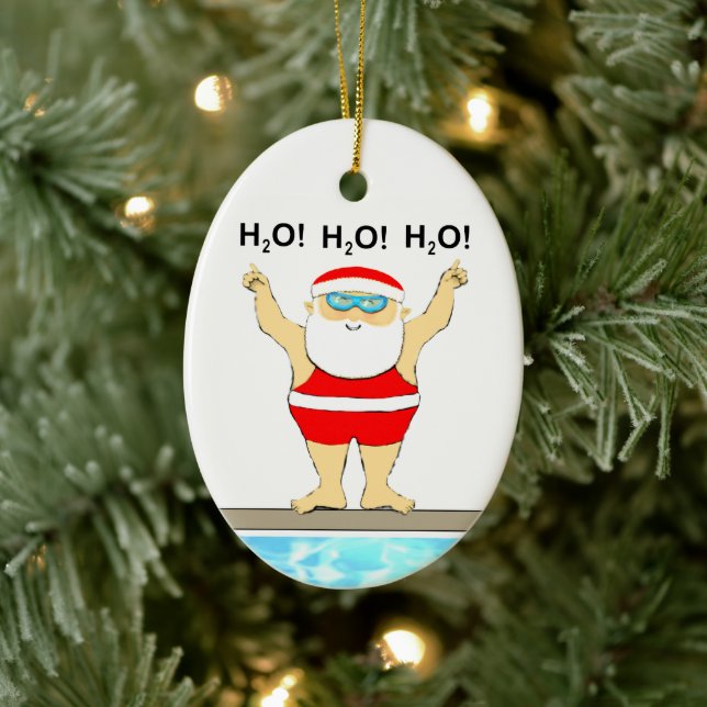 Swimming Christmas Keepsake Ceramic Ornament (Tree)