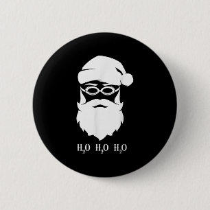 Swimming Christmas Santa Claus H20 Swimmer Xmas 2 Inch Round Button
