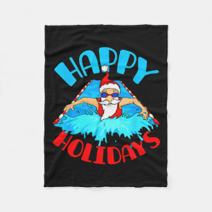 Swimming Christmas Santa Fleece Blanket