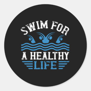 Swimming - classic round sticker