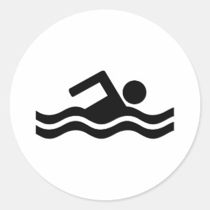Swimming Classic Round Sticker