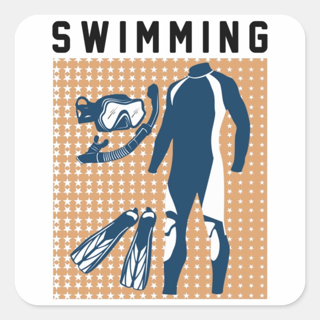 Swimming Clothes and Goggles Square Sticker (Front)