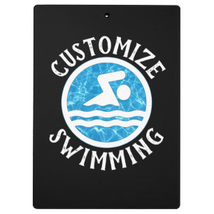 Swimming Coach Custom Swim Team Name & Colour Spor Clipboard