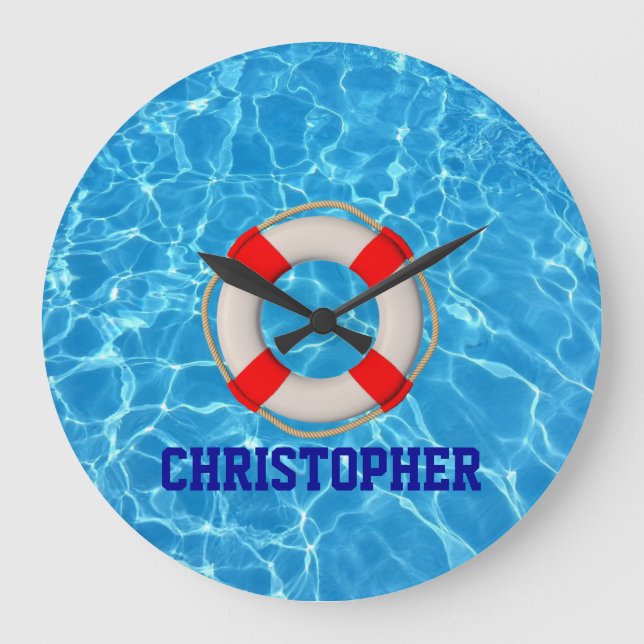 Swimming Coach Pool LIfesaver Large Clock (Front)