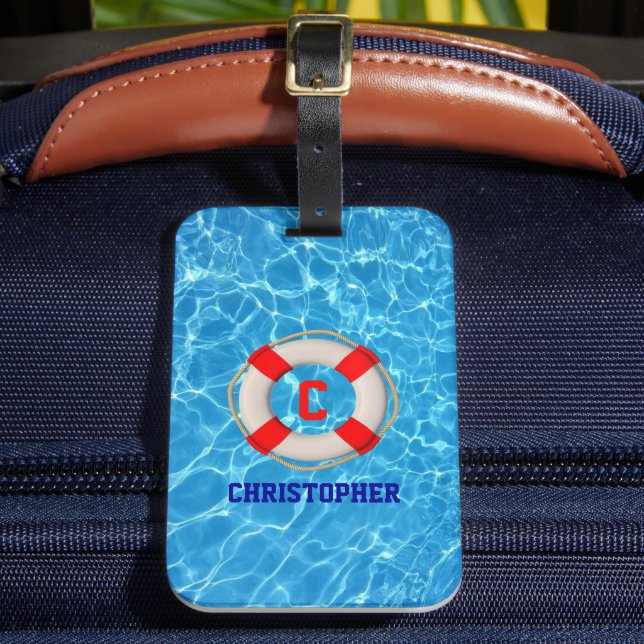 Swimming Coach Pool LIfesaver Luggage Tag (Front Insitu 2)