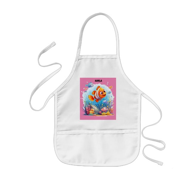 SWIMMING COLORFUL FISHES FOR  KIDS APRON (Front)