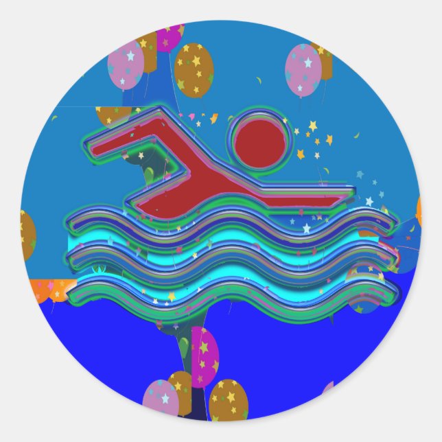 SWIMMING:  Cool Minds in Hot Times Classic Round Sticker (Front)