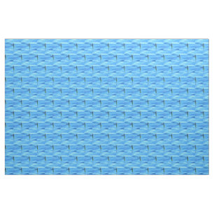 swimming cormorant on blue pattern fabric