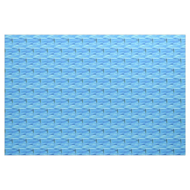 swimming cormorant on blue pattern fabric (Yard)