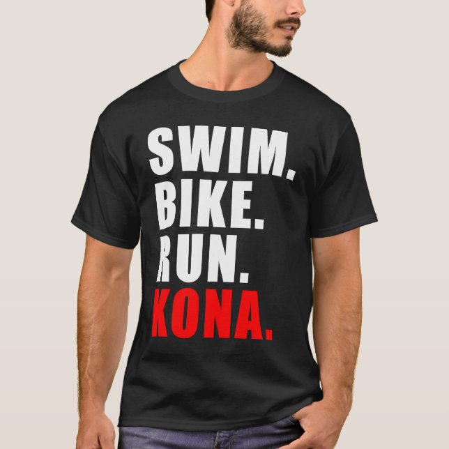 SWIMMING CYCLING RUNNING KONA 2023 TRIATHLETE MENS T-Shirt (Front)