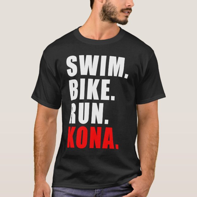 SWIMMING CYCLING RUNNING KONA 2023 TRIATHLETE MENS T-Shirt (Front)