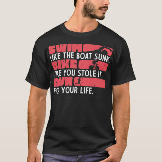 Swimming Cycling Running Triathlon america comic T-Shirt