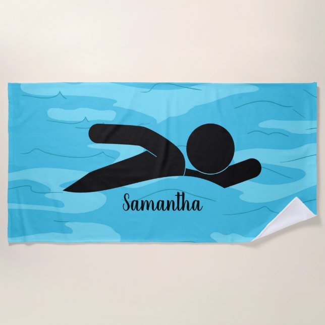 Swimming Design Beach Towel (Front)
