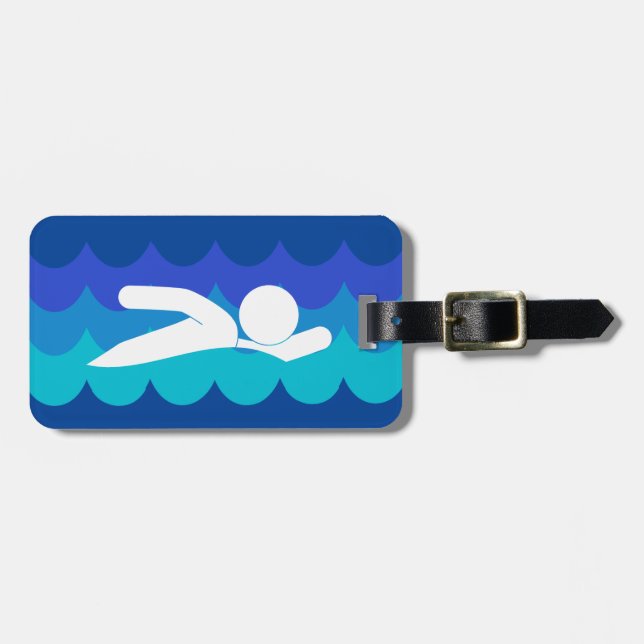 Swimming Design Luggage Tag (Front Horizontal)