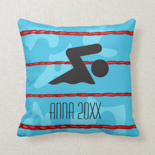 Swimming Design Throw Pillow