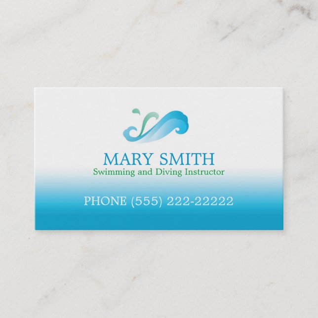 Swimming & Diving Instructor Business Card (Front)