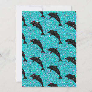 Swimming Dolphin Black Glitter Ocean Animals Thank You Card