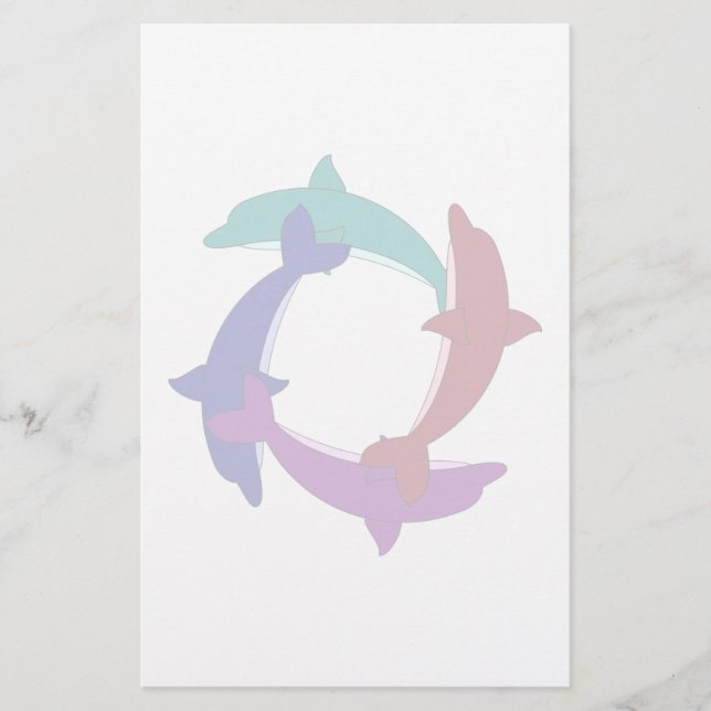 Swimming Dolphins Stationery (Front)