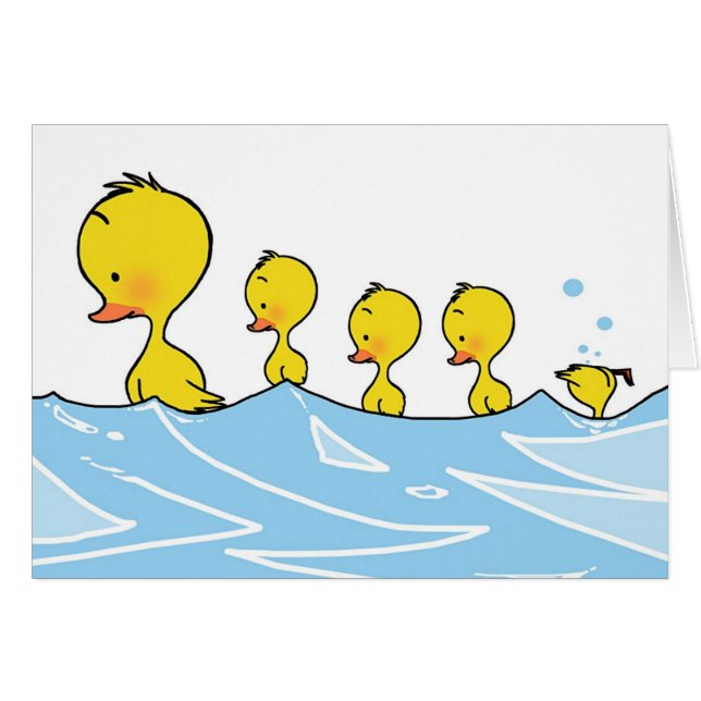 Swimming duck family (Front Horizontal)