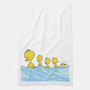Swimming duck family kitchen towel
