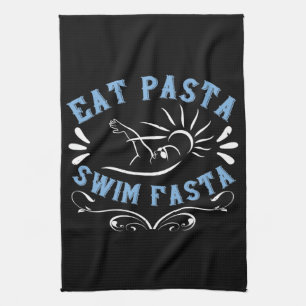 Swimming - Eat Pasta Swim Fasta Kitchen Towel