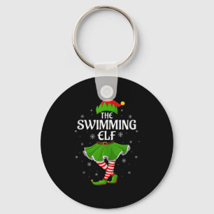 Swimming Elf Christmas Family Girls Women Elf Squa Keychain