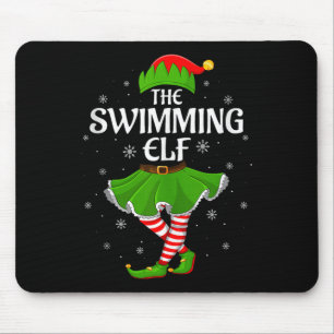 Swimming Elf Christmas Family Girls Women Elf Squa Mouse Pad