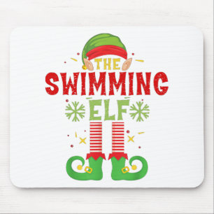 Swimming Elf Family Matching Group Christmas Party Mouse Pad