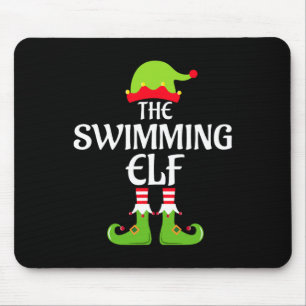 Swimming Elf Matching Family Group Christmas Party Mouse Pad