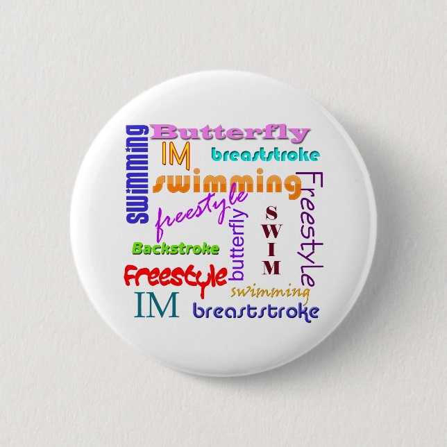 Swimming Everywhere 2 Inch Round Button (Front)