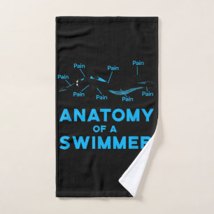 Swimming Fan Gifts Anatomy Of A Swimmer Hand Towel