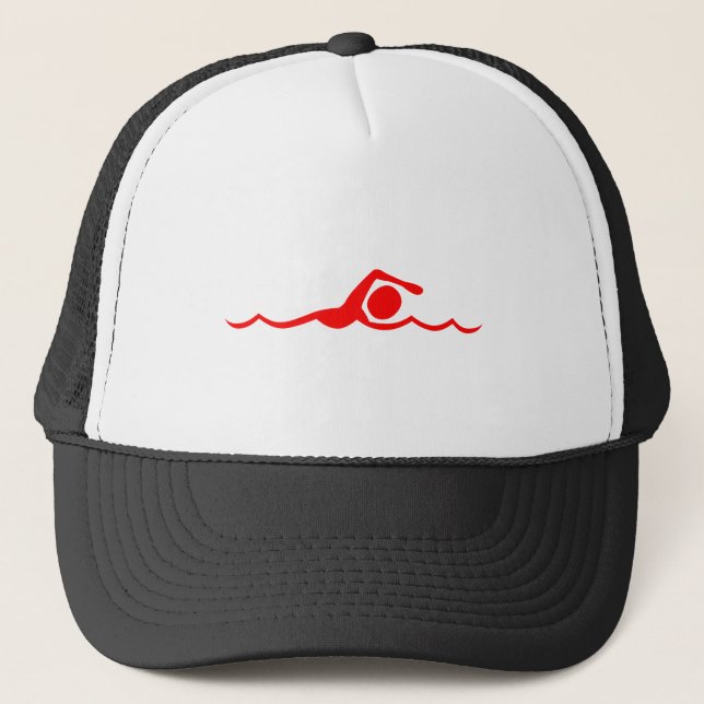 Swimming Figure - Red Trucker Hat (Front)