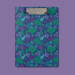 Swimming Fish and Bubbles Vibrant Reef Pattern Clipboard