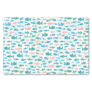 Swimming Fish Cute Nautical Coral Pattern Tissue Paper