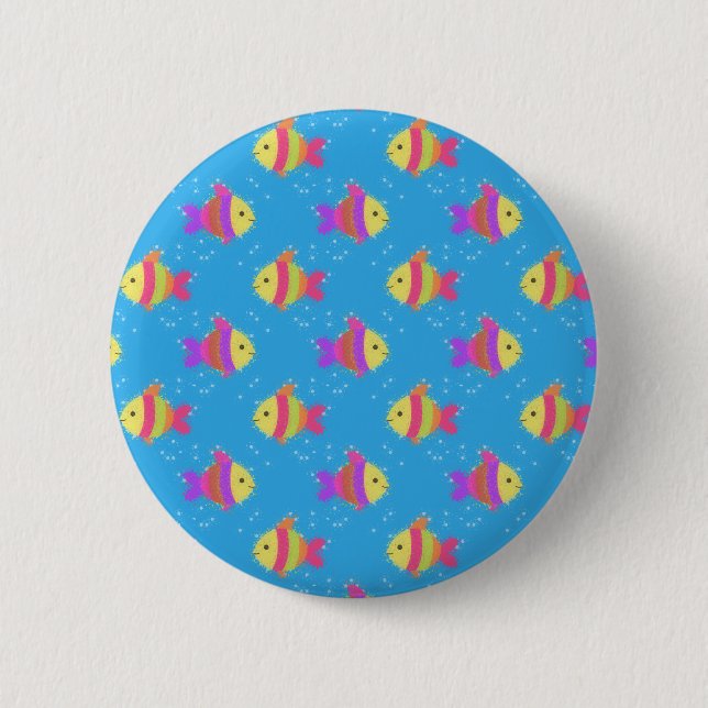 Swimming Fish Pattern 2 Inch Round Button (Front)