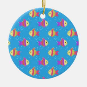 Swimming Fish Pattern Ceramic Ornament
