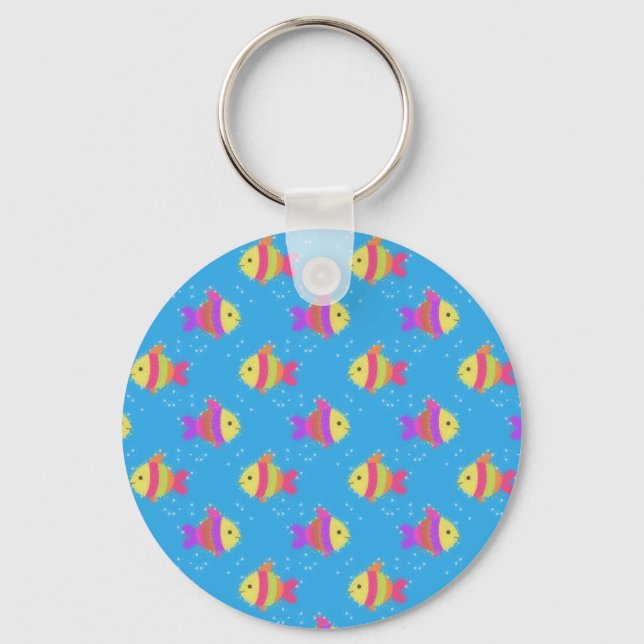 Swimming Fish Pattern Keychain (Front)