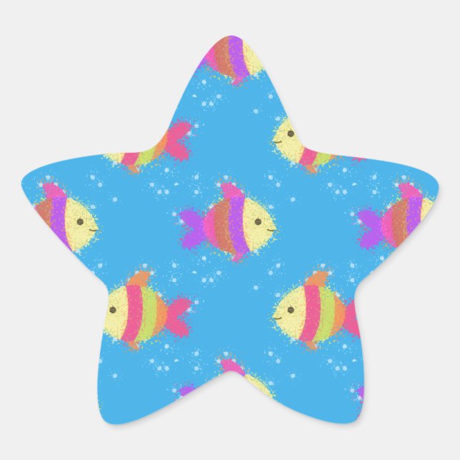 Swimming Fish Pattern Star Sticker (Front)