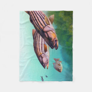 Swimming Fish Striped Bass Fleece Blanket