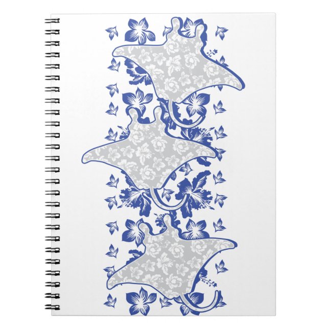 Swimming-Floral-Mantas Notebook (Front)