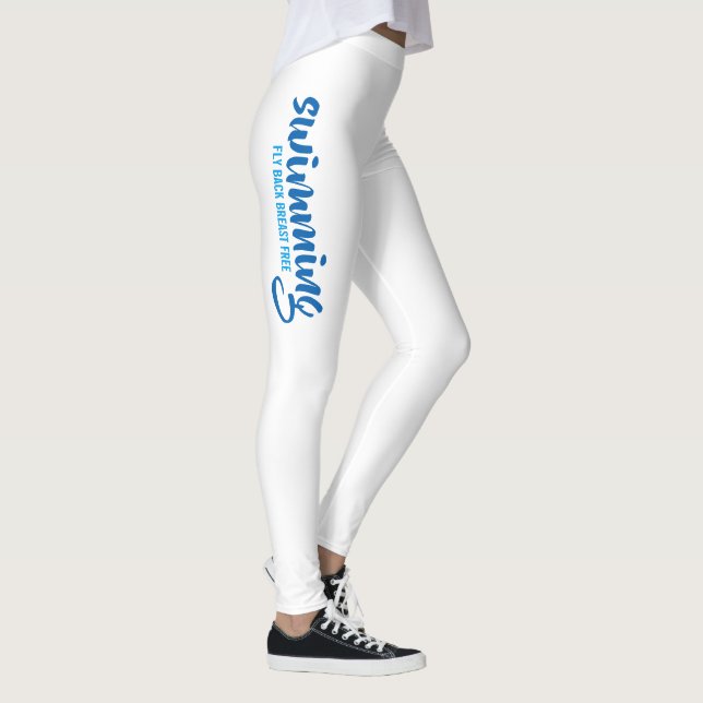 Swimming Fly Back Breast Free Typographic Text Leggings (Right)