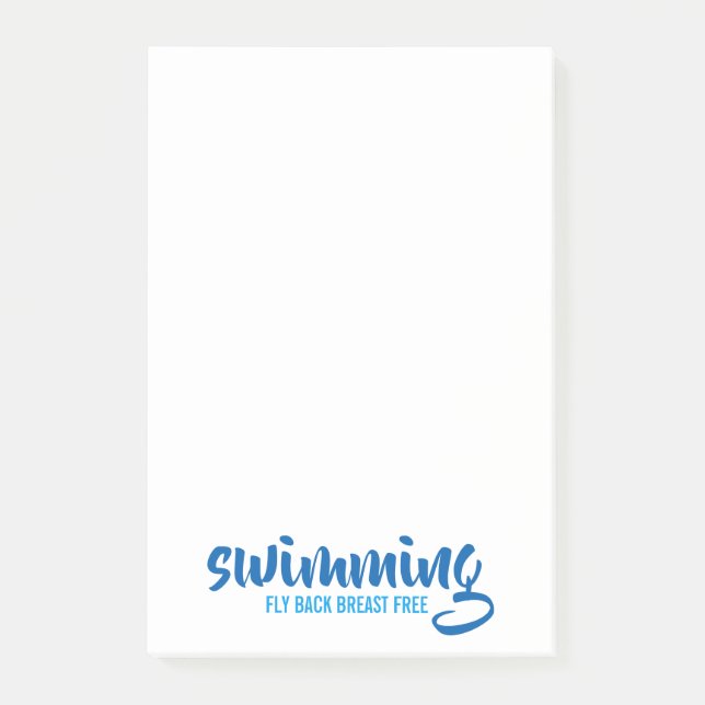 Swimming Fly Back Breast Free Typographic Text Post-it Notes (Front)
