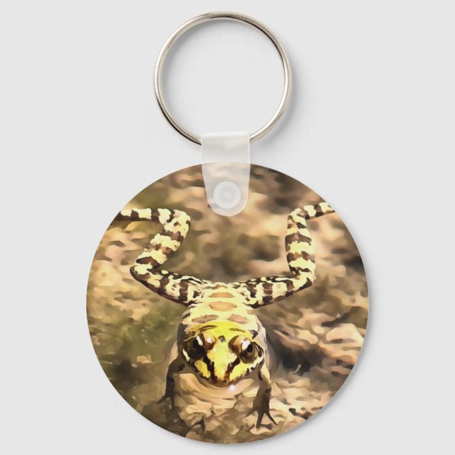Swimming Frog Immersed In Clear River Water Painti Keychain (Front)
