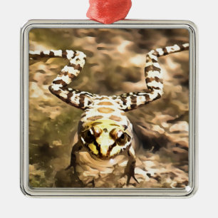 Swimming Frog Immersed In Clear River Water Painti Metal Ornament