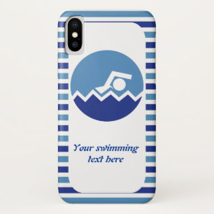 Swimming gifts, swimmer icon blue stripes Case-Mate iPhone case