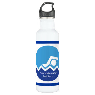 Swimming gifts, swimmer on a blue circle custom 710 ml water bottle